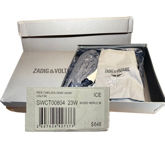 Zadig & Voltaire Ride Chelsea Boot White NEW - Picture 3 of 16